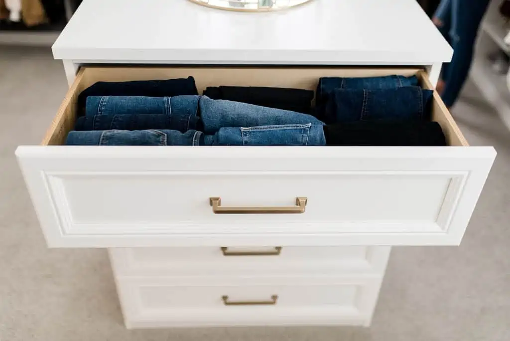 california closets custom walk in jeans in drawer storage