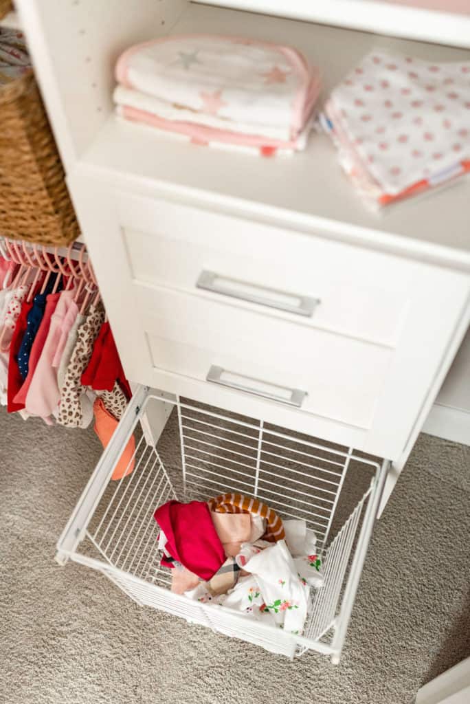 dirty clothes hamper in california closets baby nursery