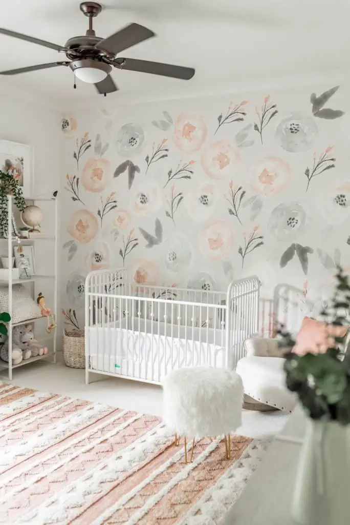 Collins' Nursery Reveal with Decal Floral Wall
