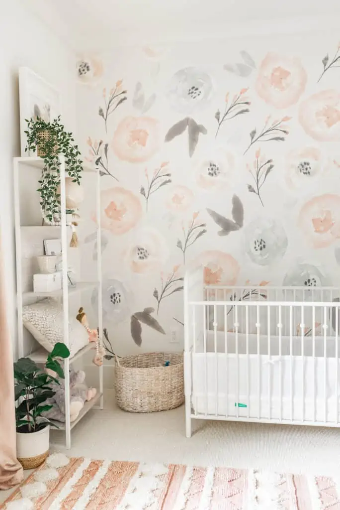 Collins' Nursery Reveal with White Bookshlef