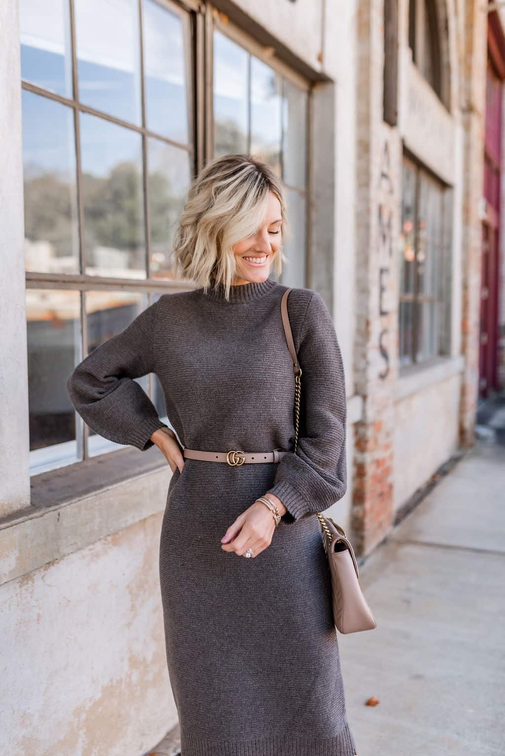 Styling a Midi Sweater DressWork Wear Wednesday Loverly Grey