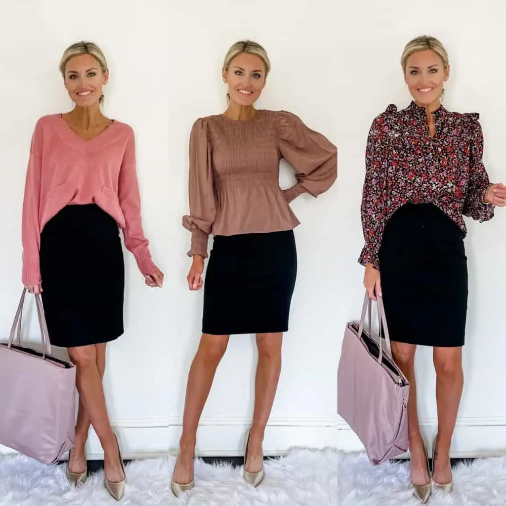 3 ways to style a black pencil skirt