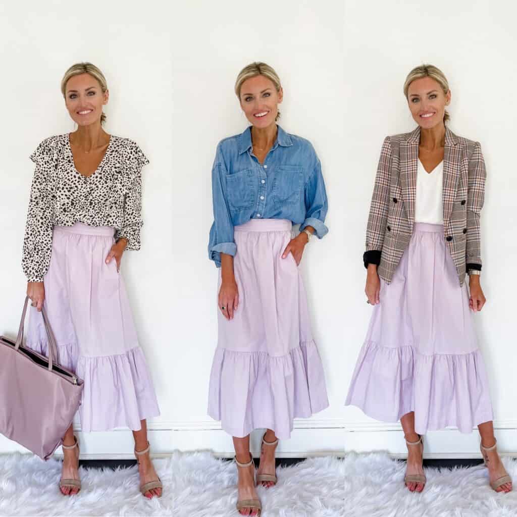 3 ways to style a midi skirt for work
